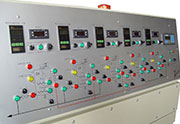 Synoptic control panel for modified bitumen production plant with vertical stirrers