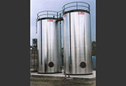 Bitumen storage tanks complete with automatic valves and electrical level indicator.