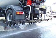 Emulsion and bitumen spraying machine during trial test.