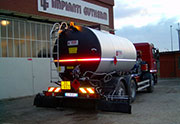 Hydraulic modified bitumen spraying machine, ADR homologated, type SPBM with rear engine, thermal oil boiler and hydraulic spraying bar.