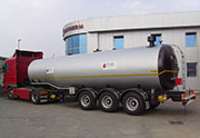 Swan-neck bitumen transport tank, capacity 30m3, complete with heating system